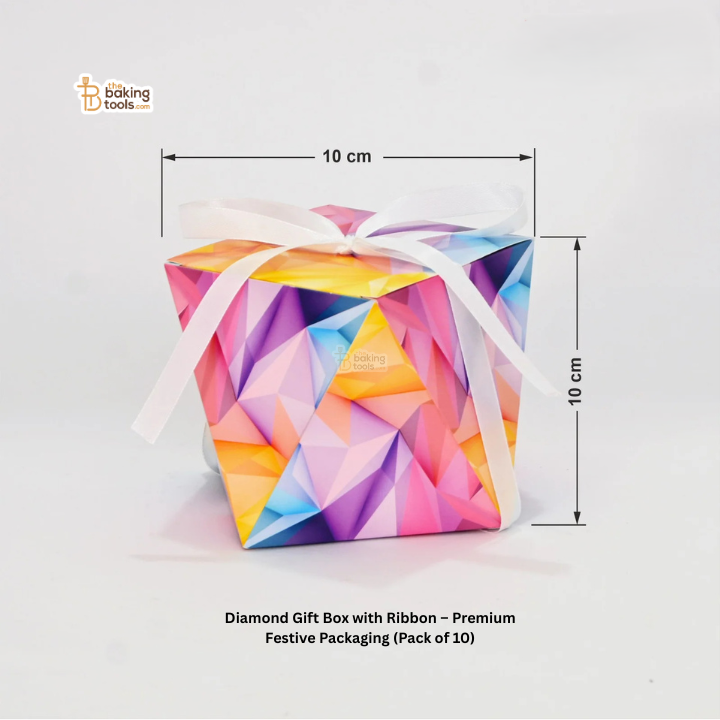 Diamond Gift Box with Ribbon – Premium Festive Packaging (Pack of 10) #1625